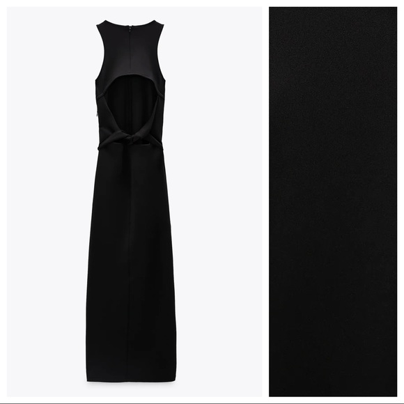 NWT. Zara Black Neoprene-effect Open Back Maxi Dress TRF. Size M. - Picture 3 of 9